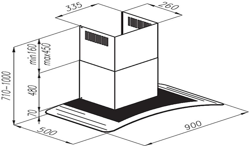 Thông số của máy hút mùi Amica OKC952G