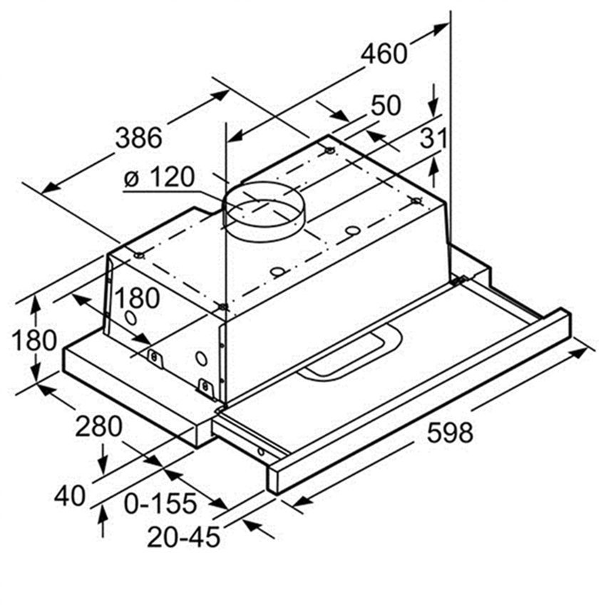 Kích thước của máy hút mùi Bosch DFT63AC50