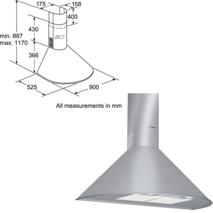 Máy hút mùi Bosch DWA091450 - Hàng chính hãng