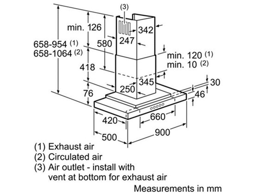 Máy hút mùi Bosch DWT09U850 - Hàng chính hãng