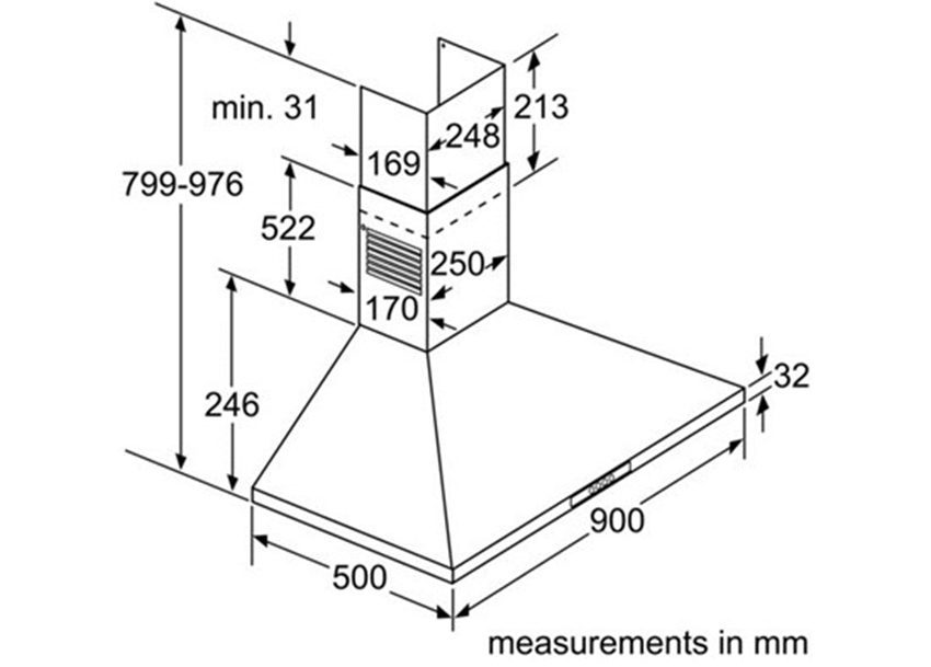 Máy hút mùi Bosch DWW092750 - Hàng chính hãng