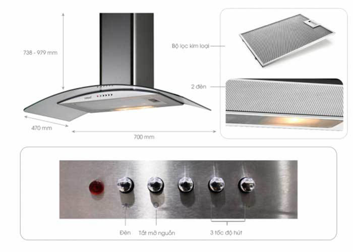 Máy hút mùi Cata C-Glass 70 - Hàng chính hãng