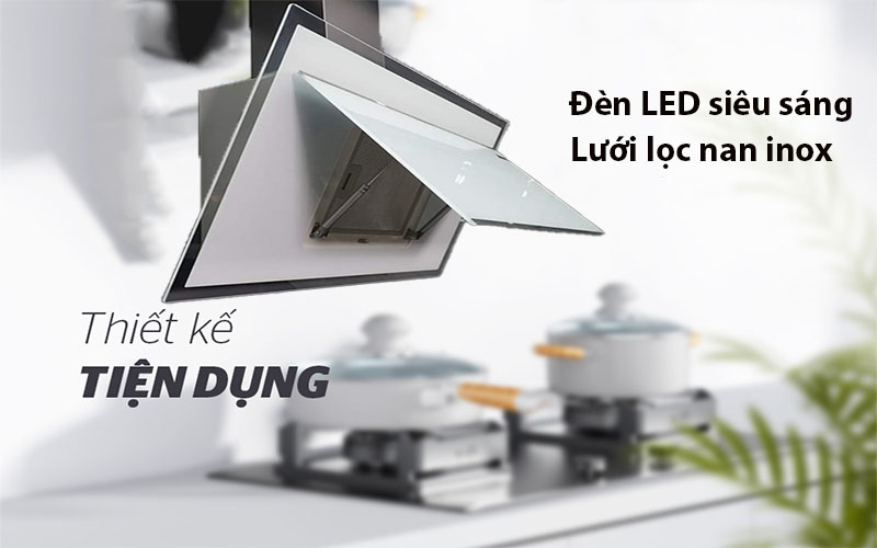 Đèn chiếu sáng và lưới lọc của Máy hút mùi kính vát Eurosun EH-90AF78W