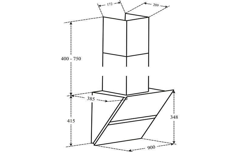 Kích thước của Máy hút mùi Faster FS-3688SS-90