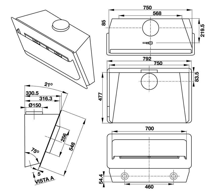 Thông số kĩ thuật của máy hút mùi Hafele HH-WVG80D 539.81.194