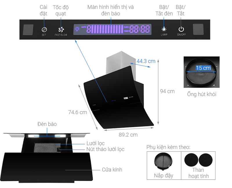 Tổng thể máy hút mùi Pramie DE19-900