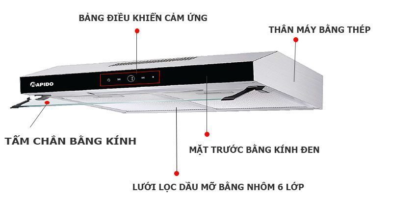 Máy hút mùi Rapido RH700SD - Hàng chính hãng