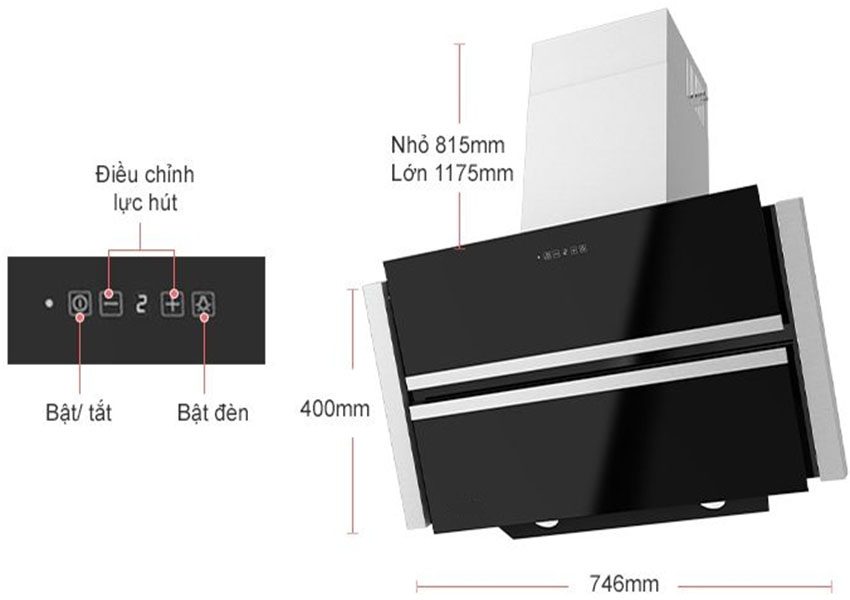 Máy hút mùi Steiger Roxy 75 Black - Hàng chính hãng