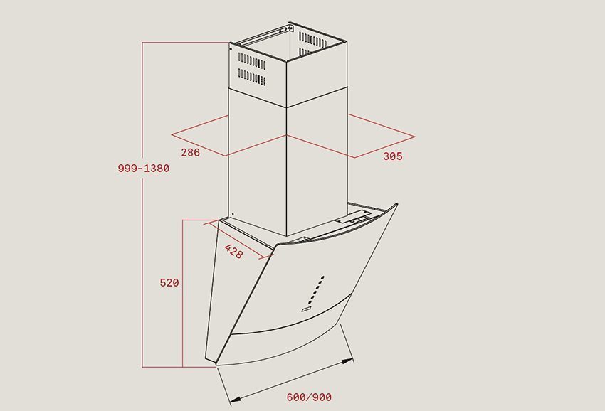 Kích thước của máy hút mùi Teka DVU 590