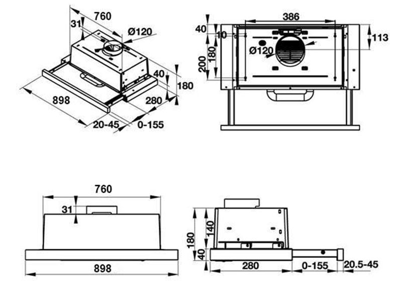 Máy hút mùi âm tủ Hafele HH-S90A 533.89.003 - Hàng chính hãng