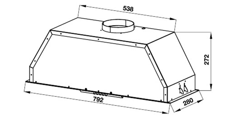 Kích thước của máy hút mùi âm tủ Häfele HH-BI79A/533.80.038