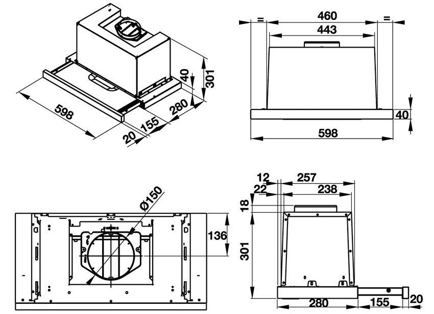 Thông số kĩ thuật của máy hút mùi Hafele HH-TG60E/539.81.073