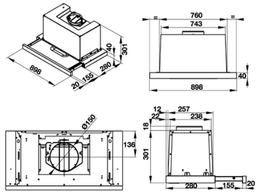 Thông số kĩ thuật của máy hút mùi âm tủ Hafele HH-TG90E/539.81.075