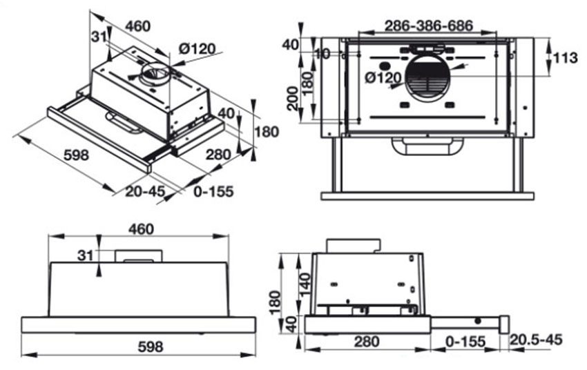 Thông số kĩ thuật của máy hút mùi âm tủ Hafele HH-TI60D/539.82.441