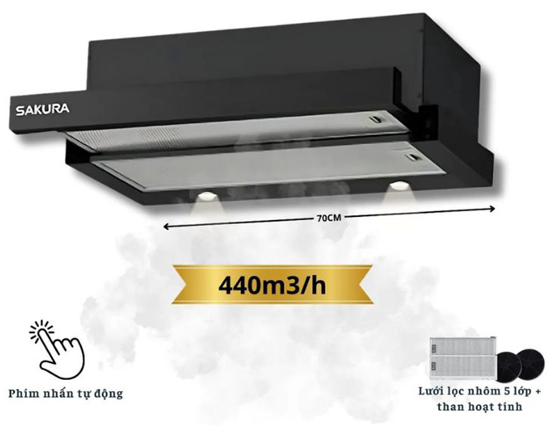 Máy hút mùi âm tủ Sakura R3611B - Hàng chính hãng