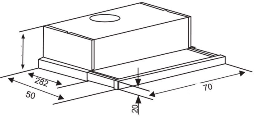 Kích thước của máy hút mùi âm tủ Sevilla SV-700C