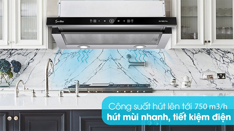 Máy hút mùi âm tủ Sevilla SV-700S/700B Pro - Hàng chính hãng