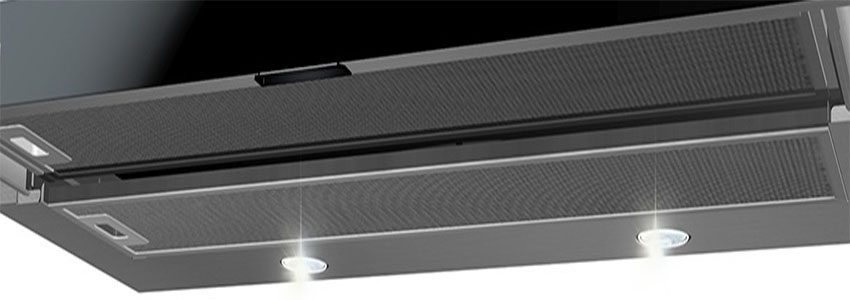 Hệ thống đèn và bộ lọc của máy hút mùi âm tủ Steiger Corona Touch 90 Black