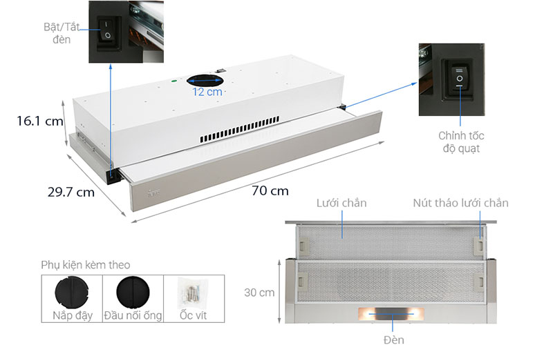 Máy hút mùi âm tủ Teka TLR2 72 SS - Hàng chính hãng