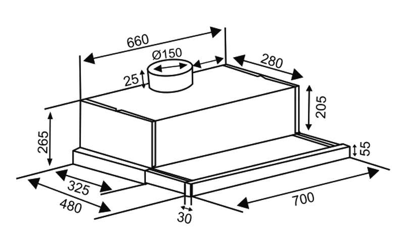 Máy hút mùi âm tủ Capri CR-602G - Hàng chính hãng