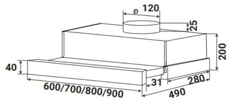 Máy hút mùi âm tủ Kaff KF-TL1006B - Hàng chính hãng