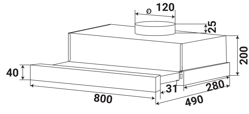 Máy hút mùi âm tủ Kaff KF-TL1008B - Hàng chính hãng