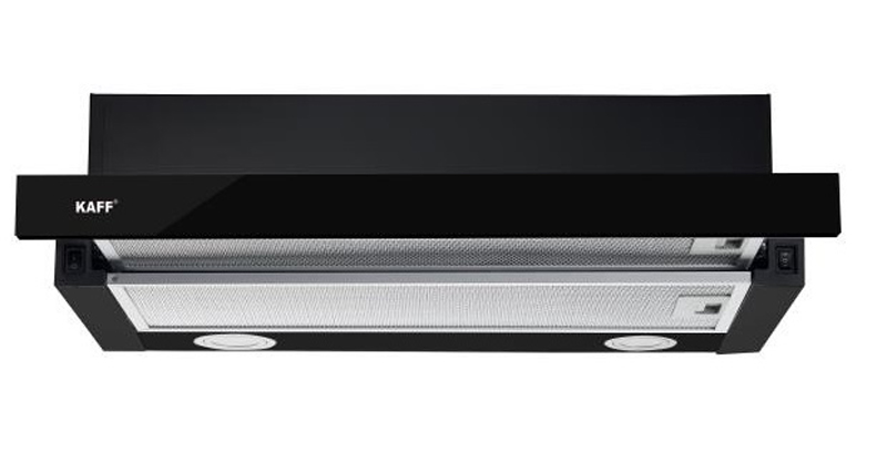 Máy hút mùi âm tủ Kaff KF-TL1009B được làm từ thép sơn tĩnh điện và kính đen