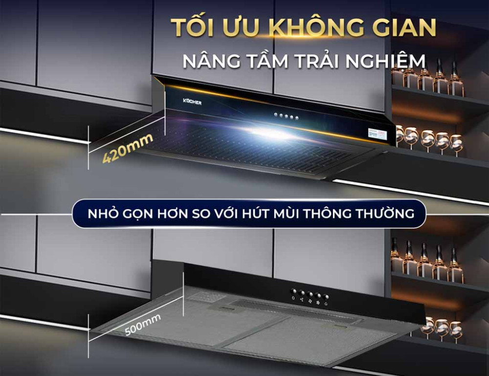 Kểu dáng máy hút mùi âm tủ hiện đại, tô điểm không gian nội thất