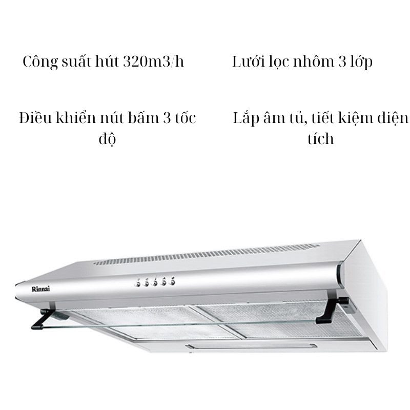 Máy hút mùi âm tủ Rinnai RH-S206-GC - Hàng chính hãng