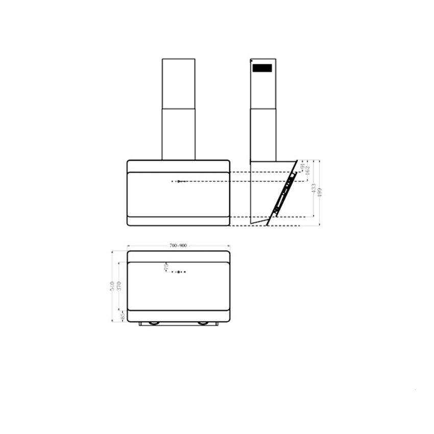 Kích thước của máy hút mùi áp tường Canzy CZ-0570
