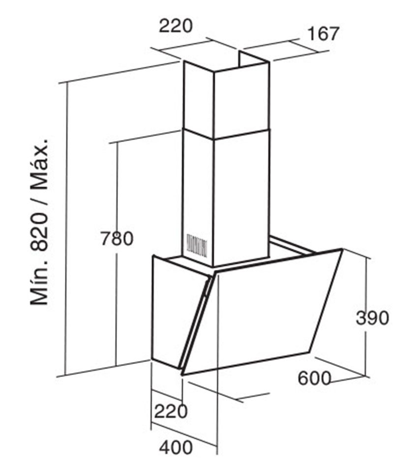 Máy hút mùi áp tường Cata BIBLOS 600 GBK - Hàng chính hãng