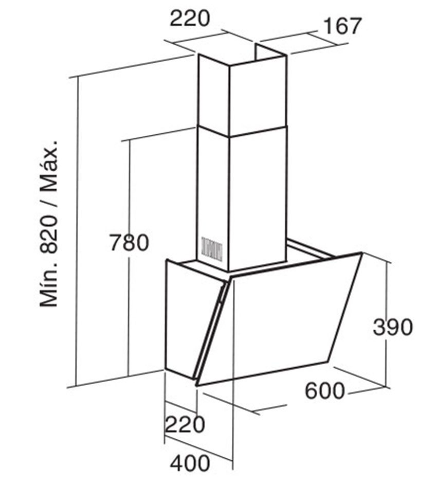 Máy hút mùi áp tường Cata DIO 600GBK - Hàng chính hãng