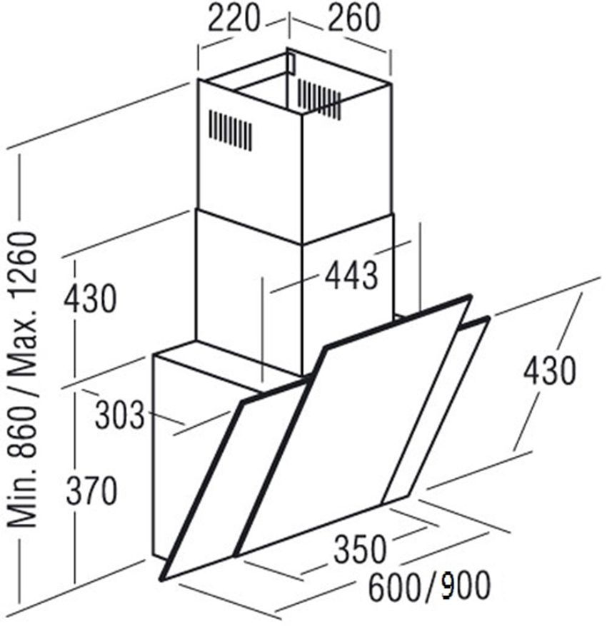 Máy hút mùi áp tường Cata PODIUM 900 XGBK - Hàng chính hãng