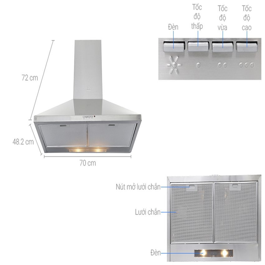 Máy hút mùi áp tường Teka DBB-70 - Hàng chính hãng