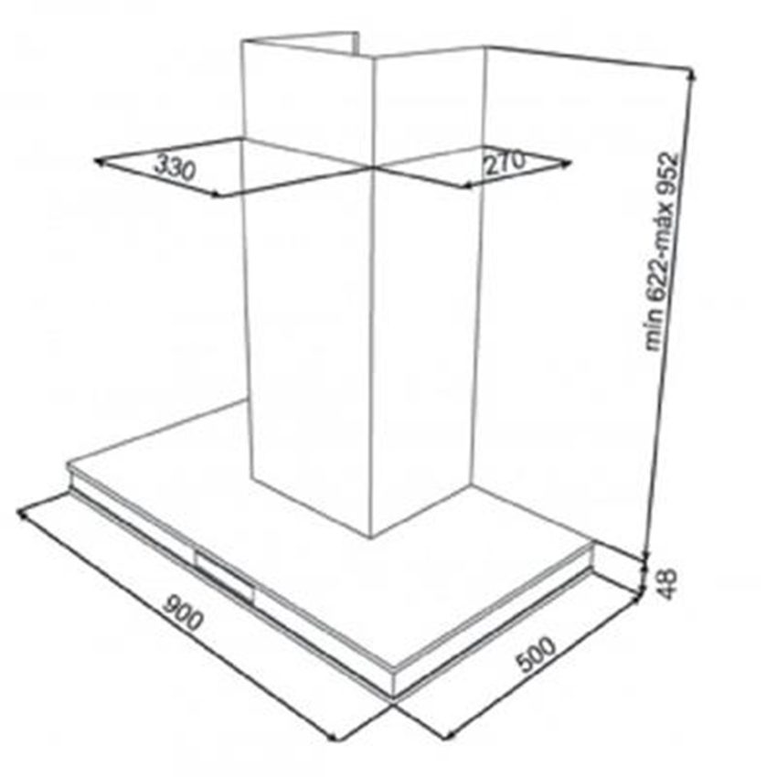 Kích thước của máy hút mùi áp tường Teka DHC-90