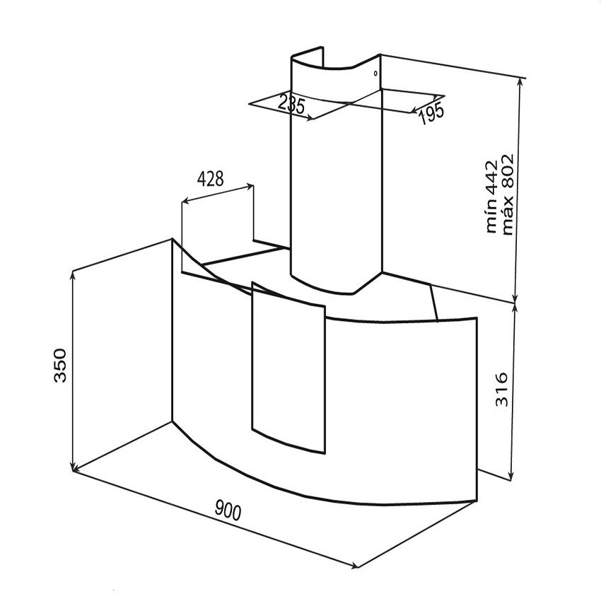 Máy hút mùi áp tường Teka DU-90 - Hàng chính hãng