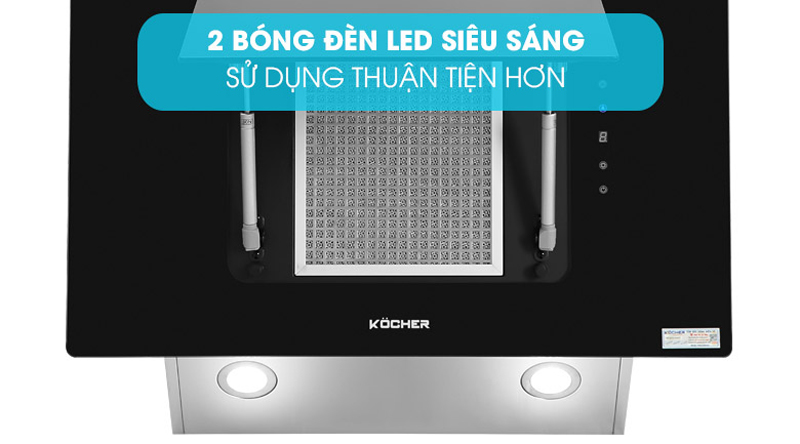 Có 2 bóng đèn LED 3W hỗ trợ chiếu sáng khu vực bếp nấu