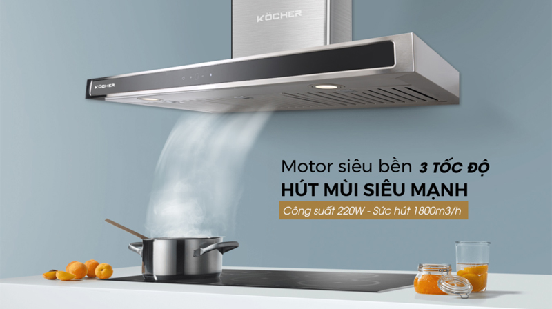 Công suất hút lên đến 1800 m3/h có khả năng hút và khử mùi cực kỳ nhanh