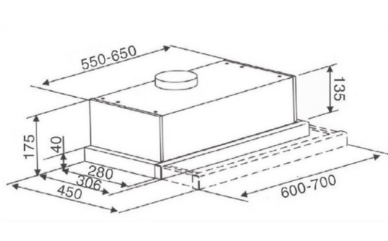 Kích thước lắp đặt máy hút mùi âm tủ Binova BI-28-B-06
