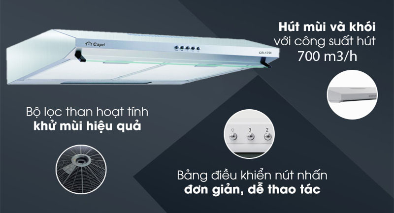 Thiết kế của Máy hút mùi cổ điển Capri CR-170I