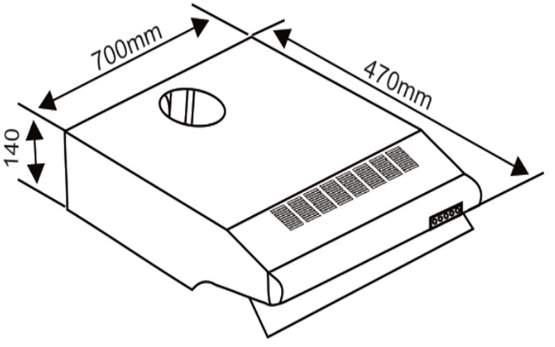 Kích thước của Máy hút mùi cổ điển Capri CR-170I