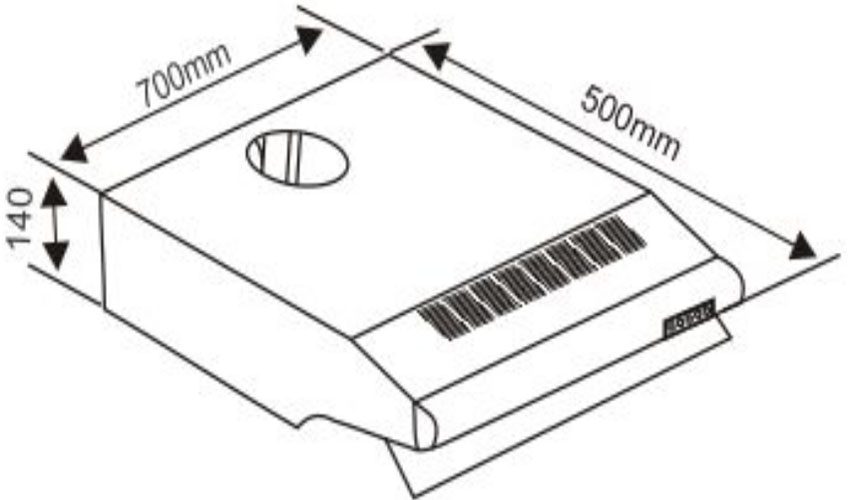 Kích thước của Máy hút mùi cổ điển Capri CR-70I