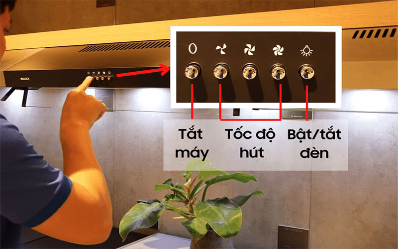 Bảng điều khiển của Máy hút mùi cổ điển Malloca H365.7B