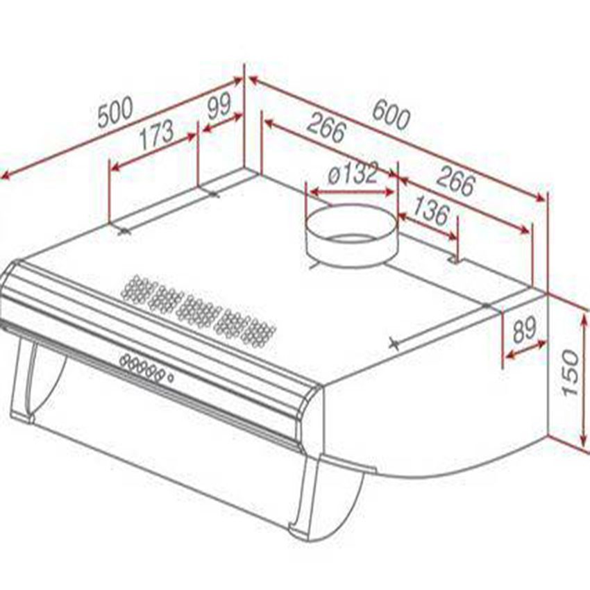 Kích thước của máy hút mùi cổ điển Teka C-620 