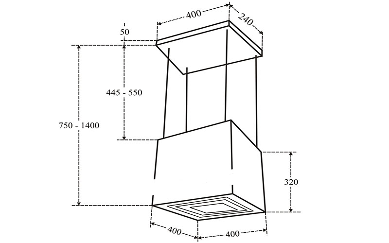 Máy hút mùi đảo Capri CR-408E