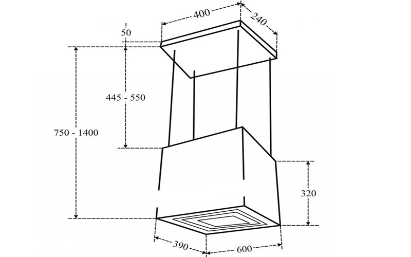 Máy hút mùi đảo Capri CR-608E - Hàng chính hãng