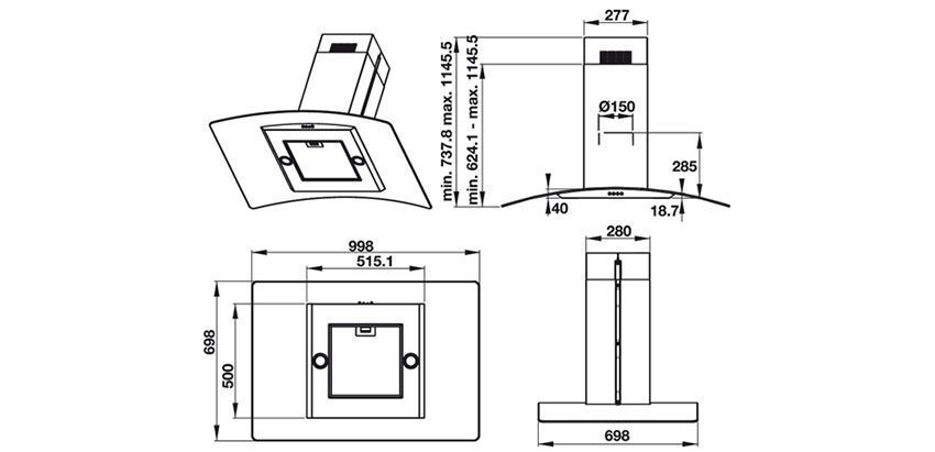 Thông số kĩ thuật của máy hút mùi đảo Hafele HH-IG90B/539.81.775