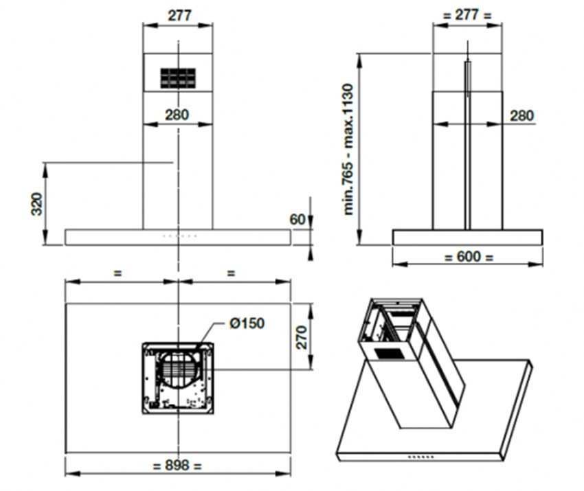 Máy hút mùi đảo Hafele HH-IS90A 539.81.715 - Hàng chính hãng