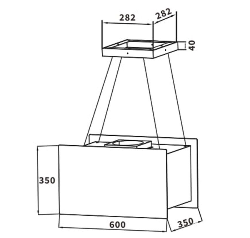 Máy hút mùi độc lập treo cáp Kaff KF-IS606HG - Hàng chính hãng