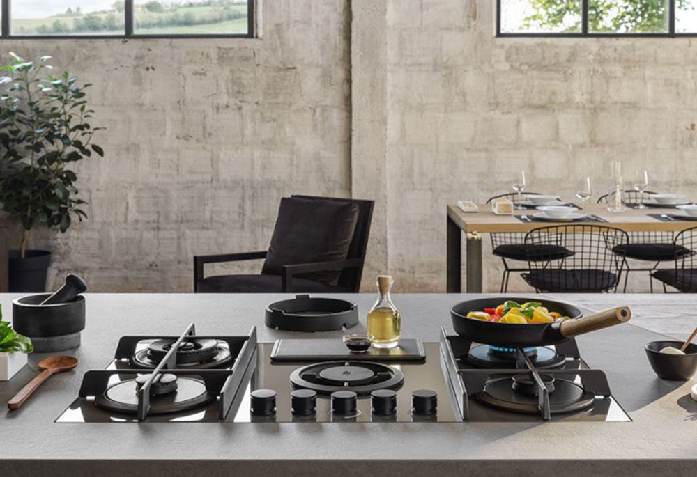 Bếp gas kết hợp hút mùi Elica Nikola Tesla Flame GR/F/88 - Hàng chính hãng